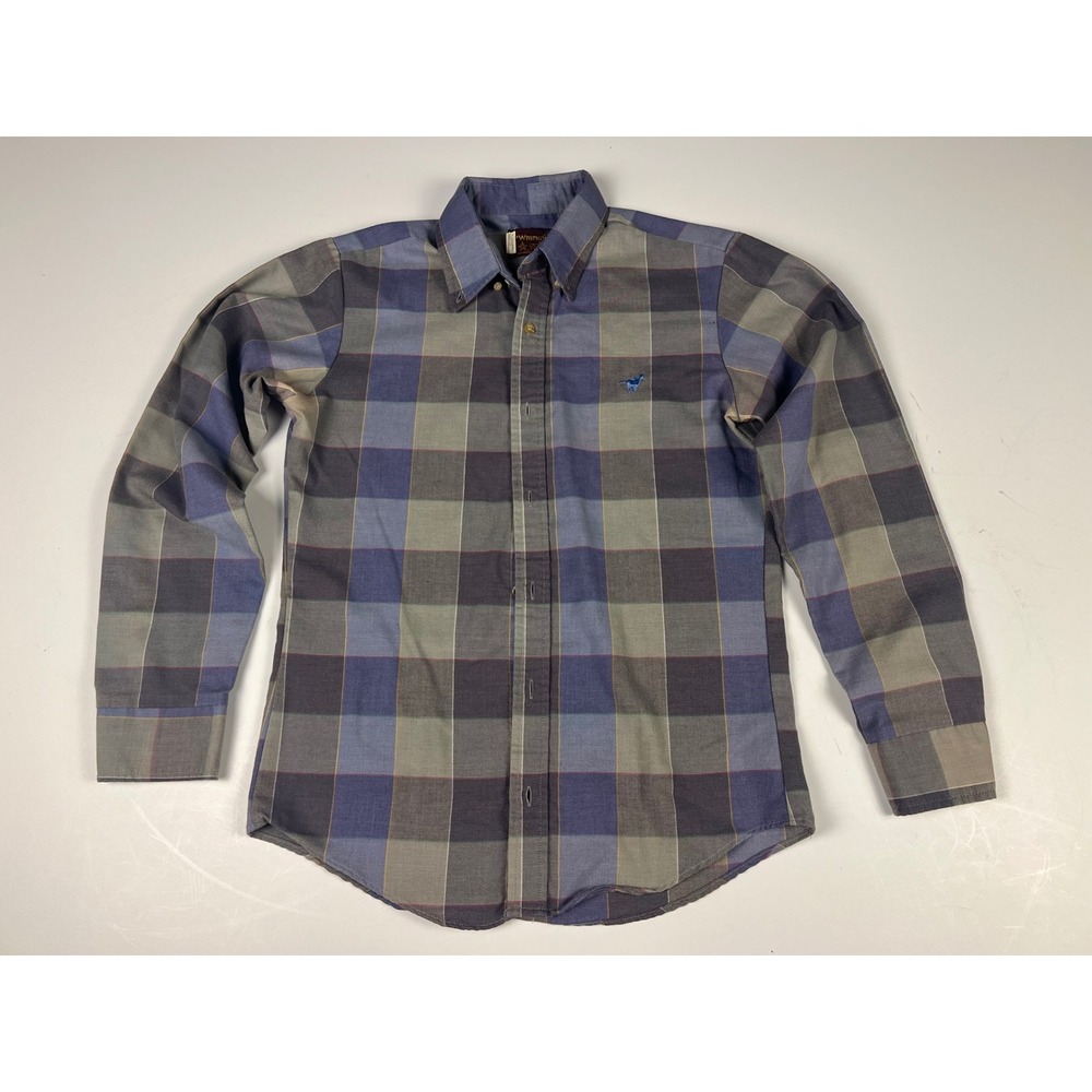 Vintage Wrangler Plaid Long Sleeve Button Up Shirt Youth XXL 18 Western‎ Cowboy